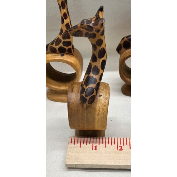 6 Wood Wooden Hand Carved Giraffe Napkin Holders Kenya - Picture 5 of 6